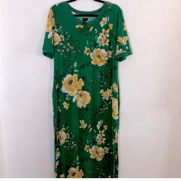 G.I.L.I. Green floral maxi dress size L petite - Picture 2 of 10